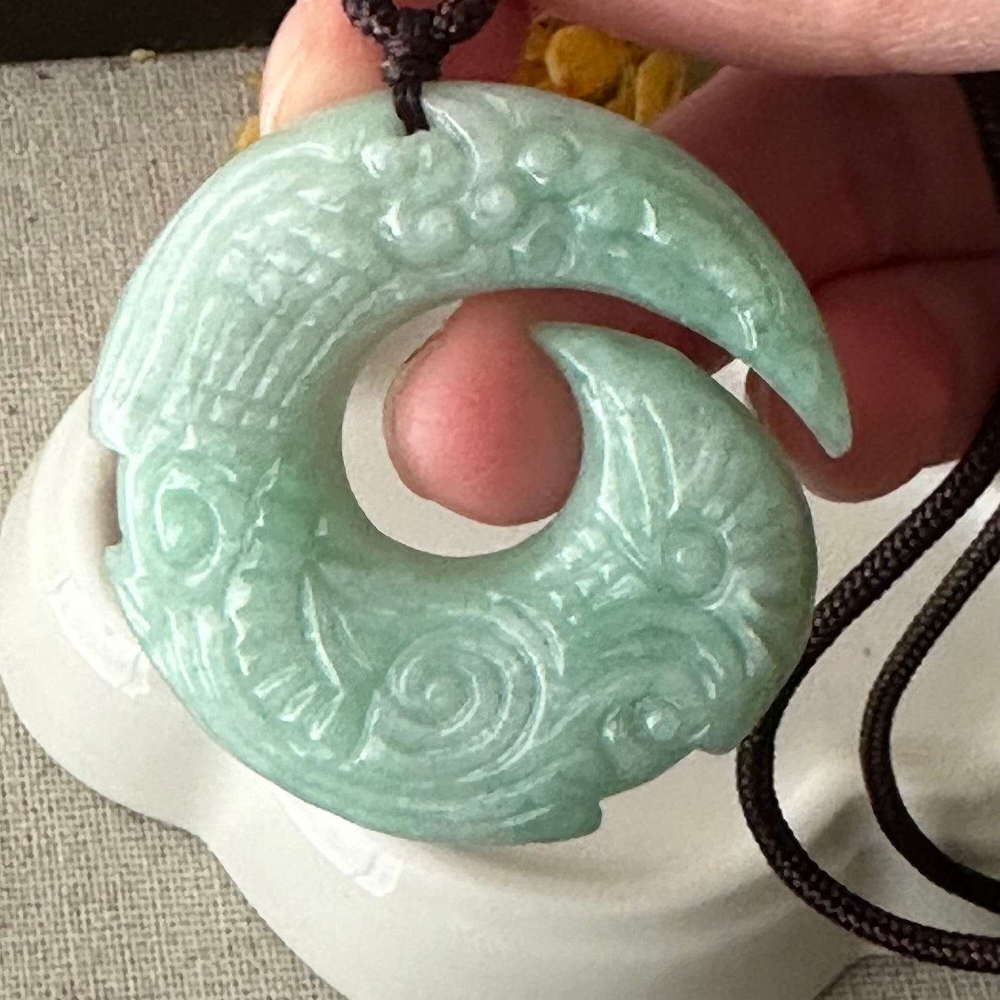 40mm Green Jadeite Jade Medallion Carved Pendant