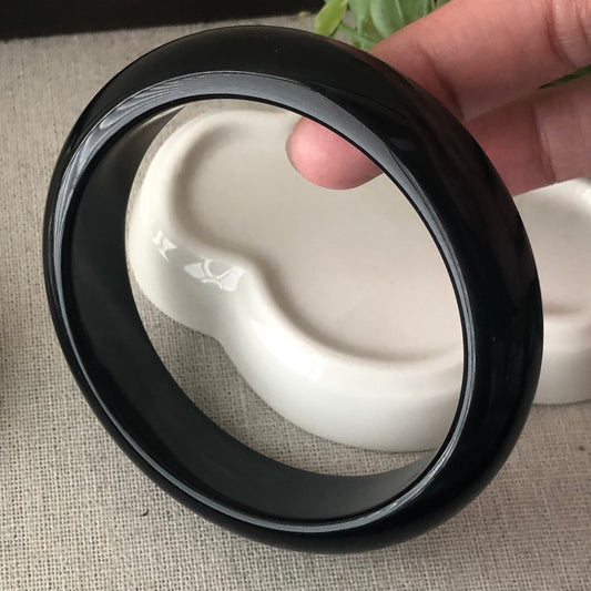 62mm Jadeite Jade Omphacite Black  Bangle