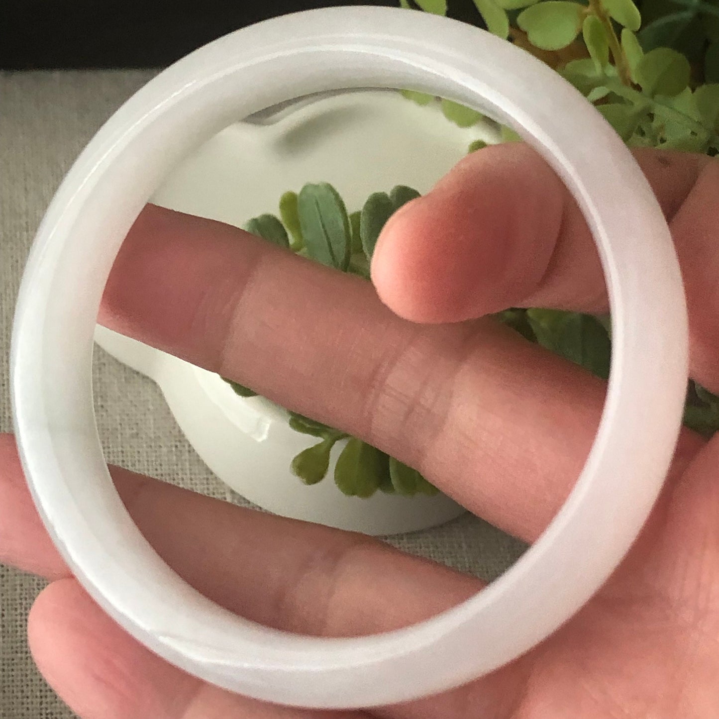 55mm Icy D-Shaped Jadeite Jade Bangle