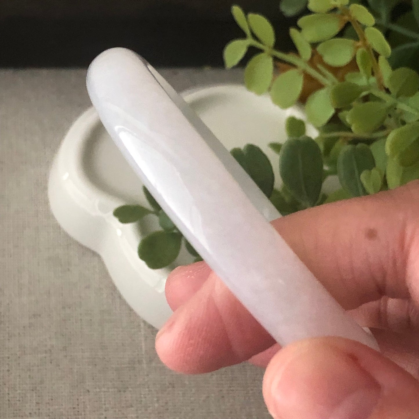 55mm Icy D-Shaped Jadeite Jade Bangle