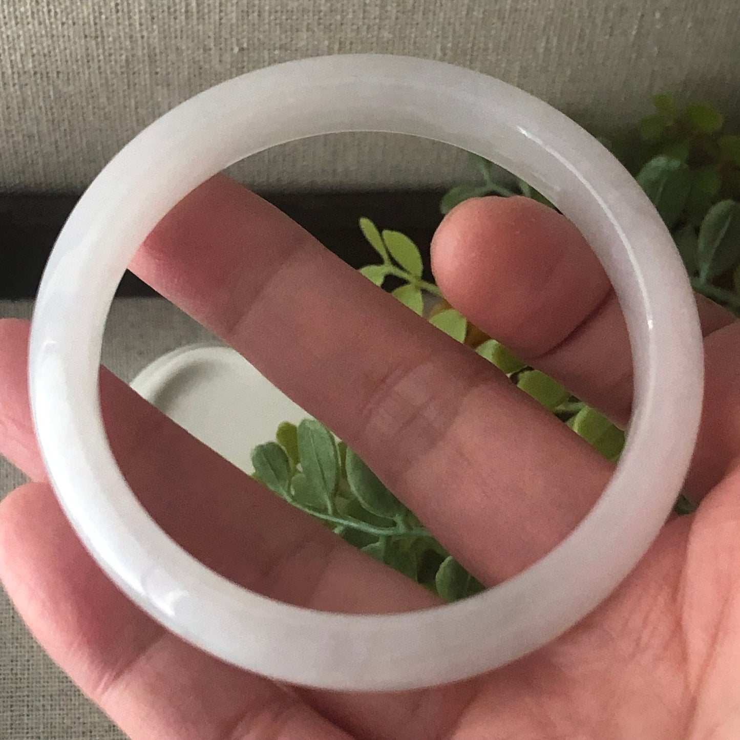 55mm Icy D-Shaped Jadeite Jade Bangle