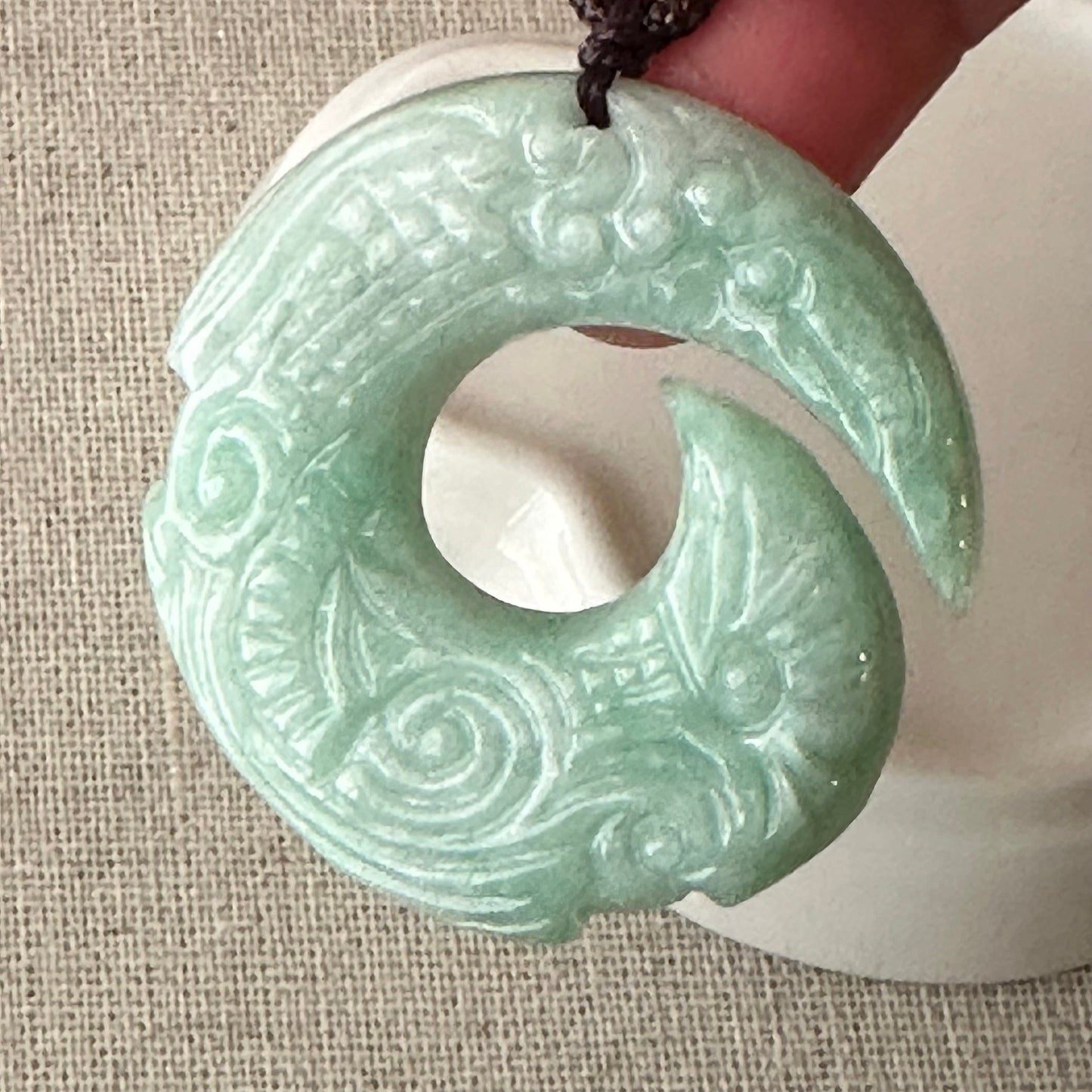 40mm Green Jadeite Jade Medallion Carved Pendant