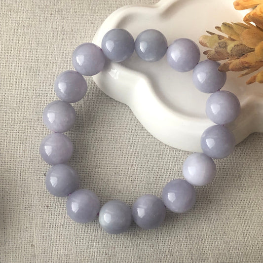 13 mm Lavender Jade Jadeite Bead Bracelet