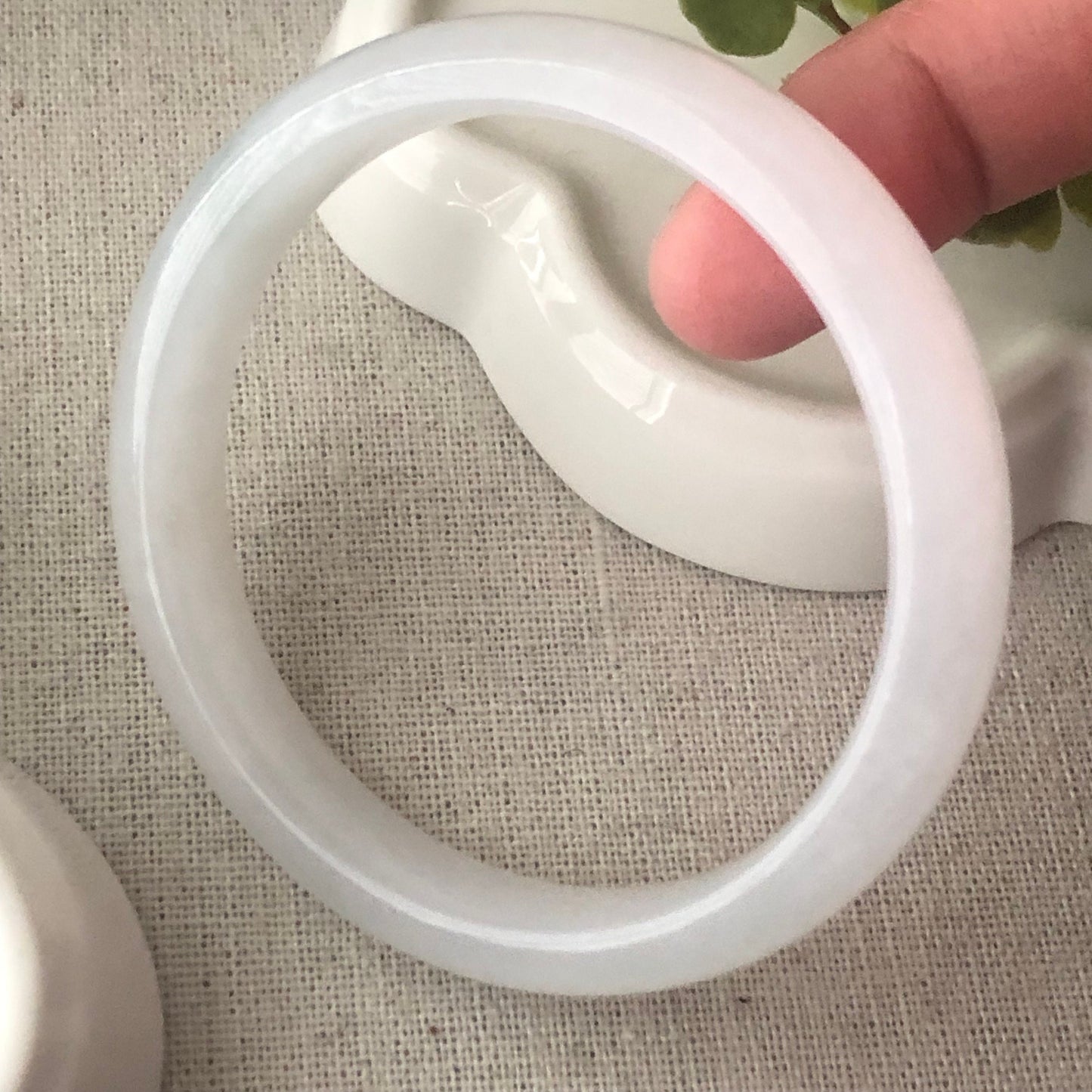 55mm Icy D-Shaped Jadeite Jade Bangle