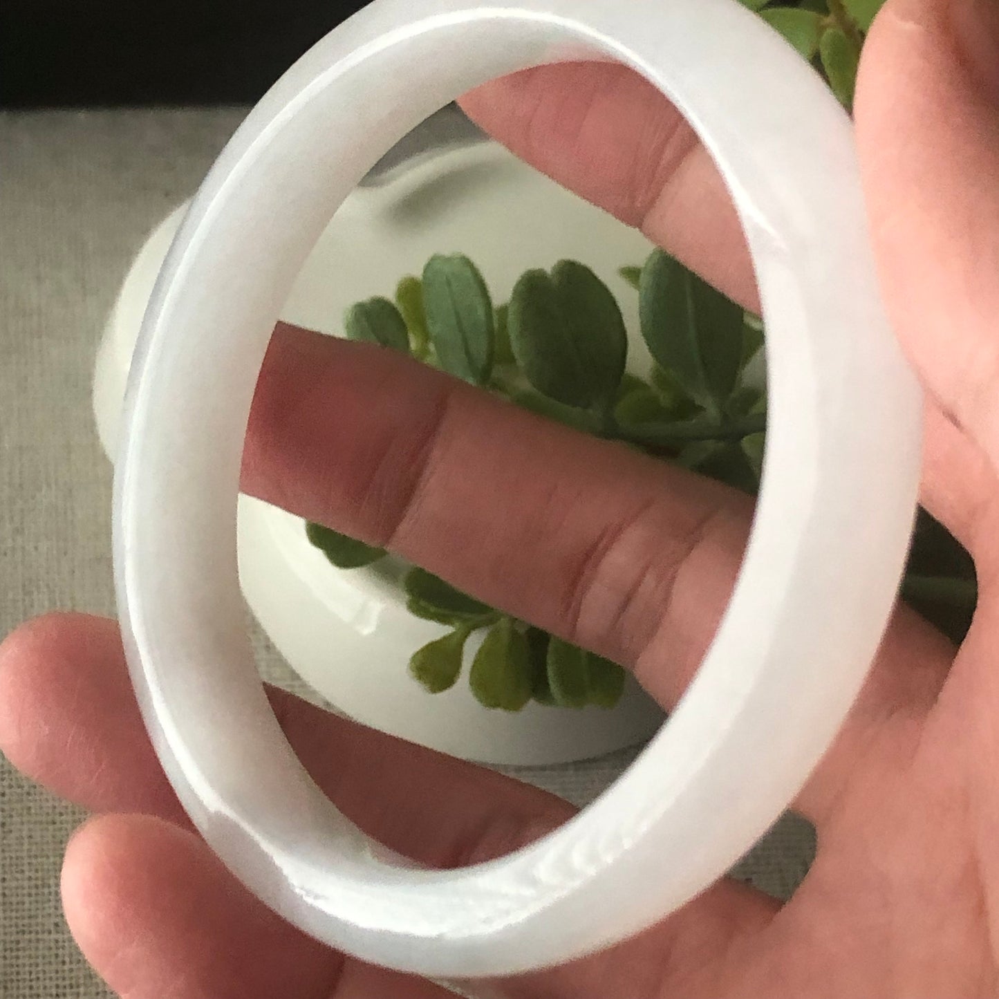 55mm Icy D-Shaped Jadeite Jade Bangle