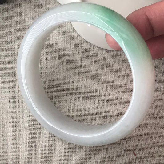 58mm Jadeite Jade White Green Moss Bangle