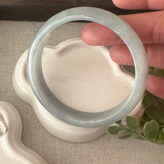 56mm Icy Blue Glow D Shaped Jadeite Jade Bangle