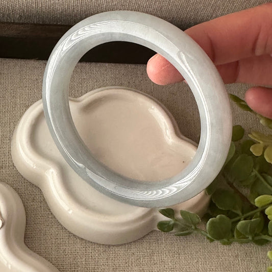 56mm Icy Blue Round Shaped Jadeite Jade Bangle