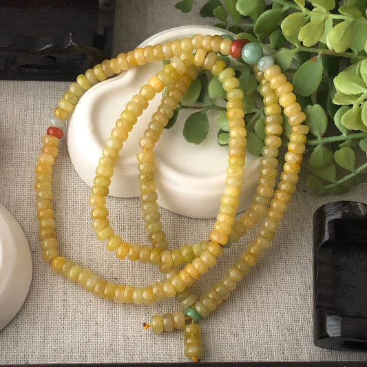 5.6mm Icy Bright Yellow Jadeite Jade Bead Bracelet Necklace