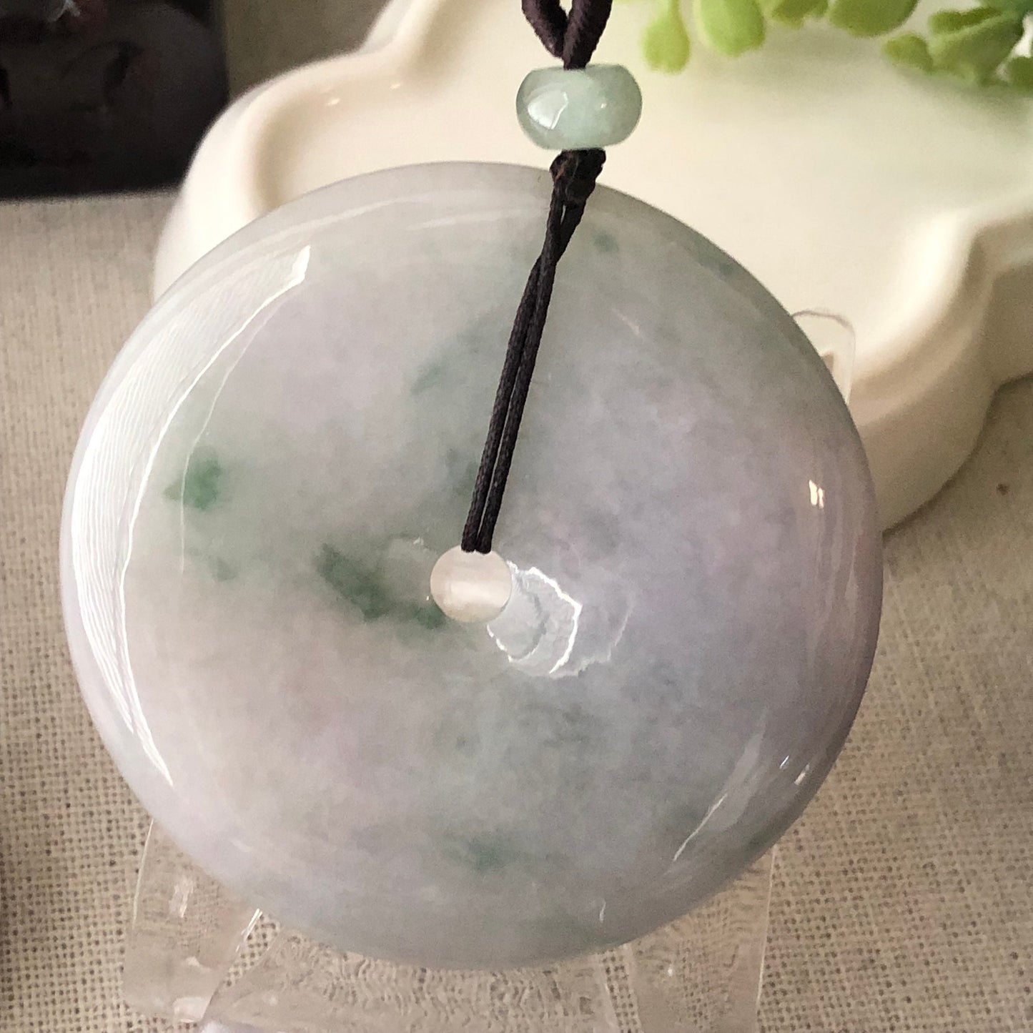 53.8mm Jadeite Jade Icy Green Float Flowers Carved Flowers Pendant