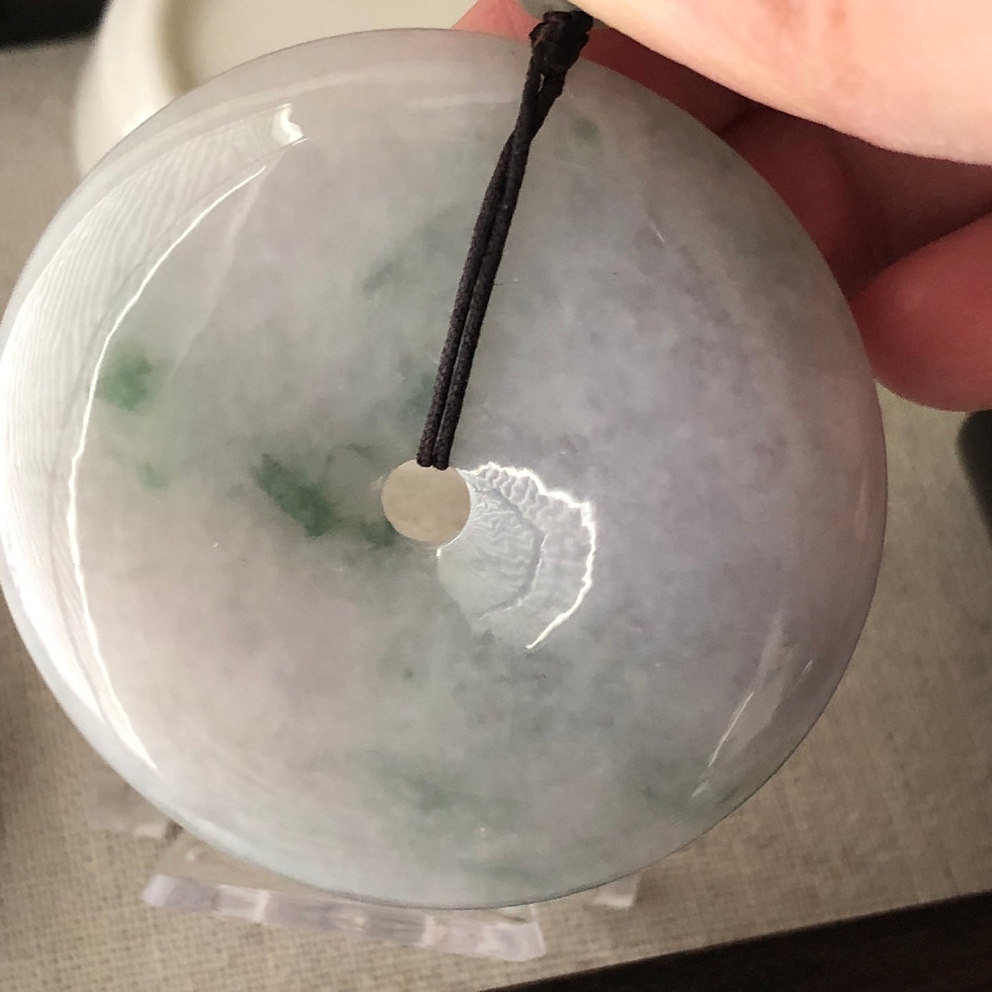 53.8mm Jadeite Jade Icy Green Float Flowers Carved Flowers Pendant