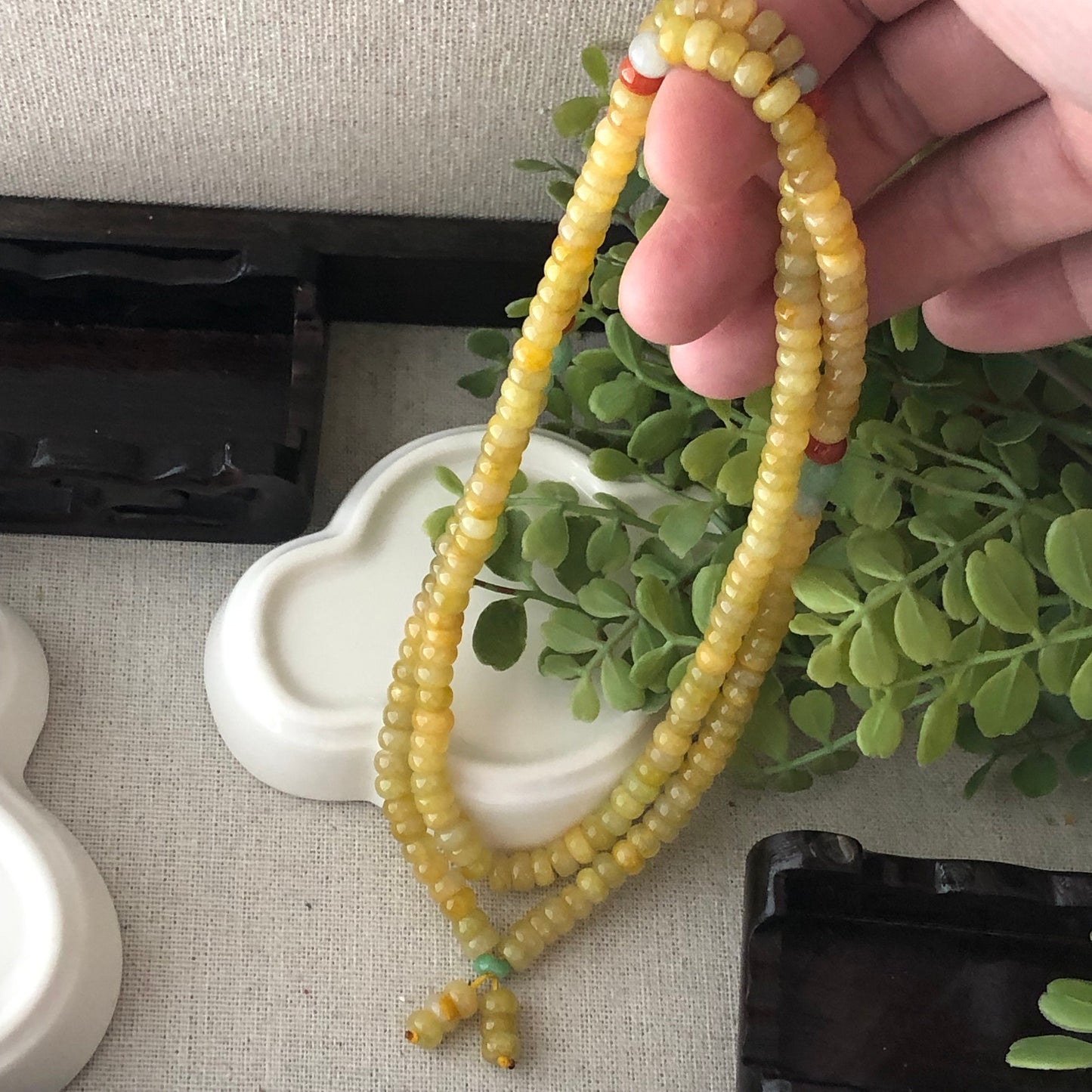 5.6mm Icy Bright Yellow Jadeite Jade Bead Bracelet Necklace