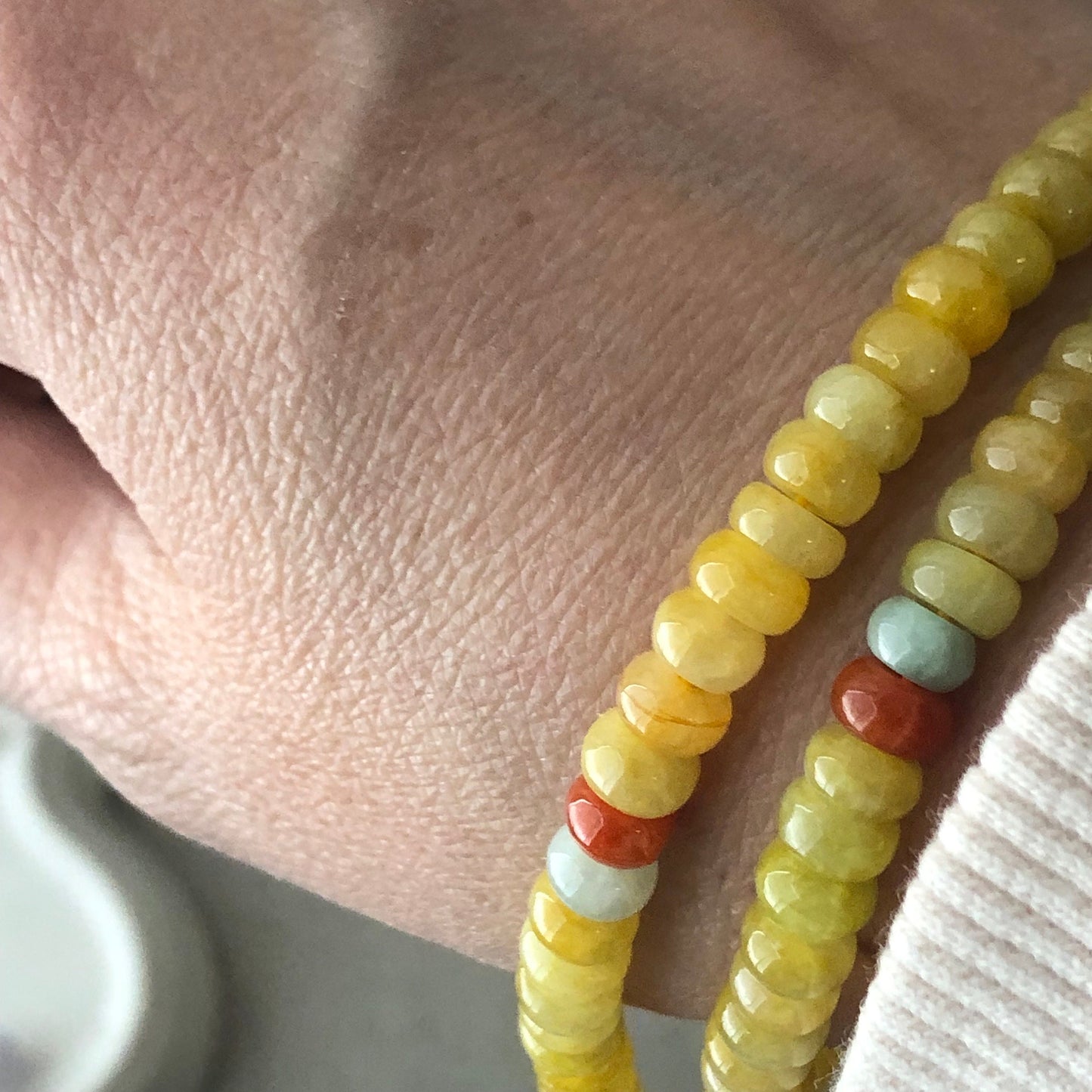 5.6mm Icy Bright Yellow Jadeite Jade Bead Bracelet Necklace