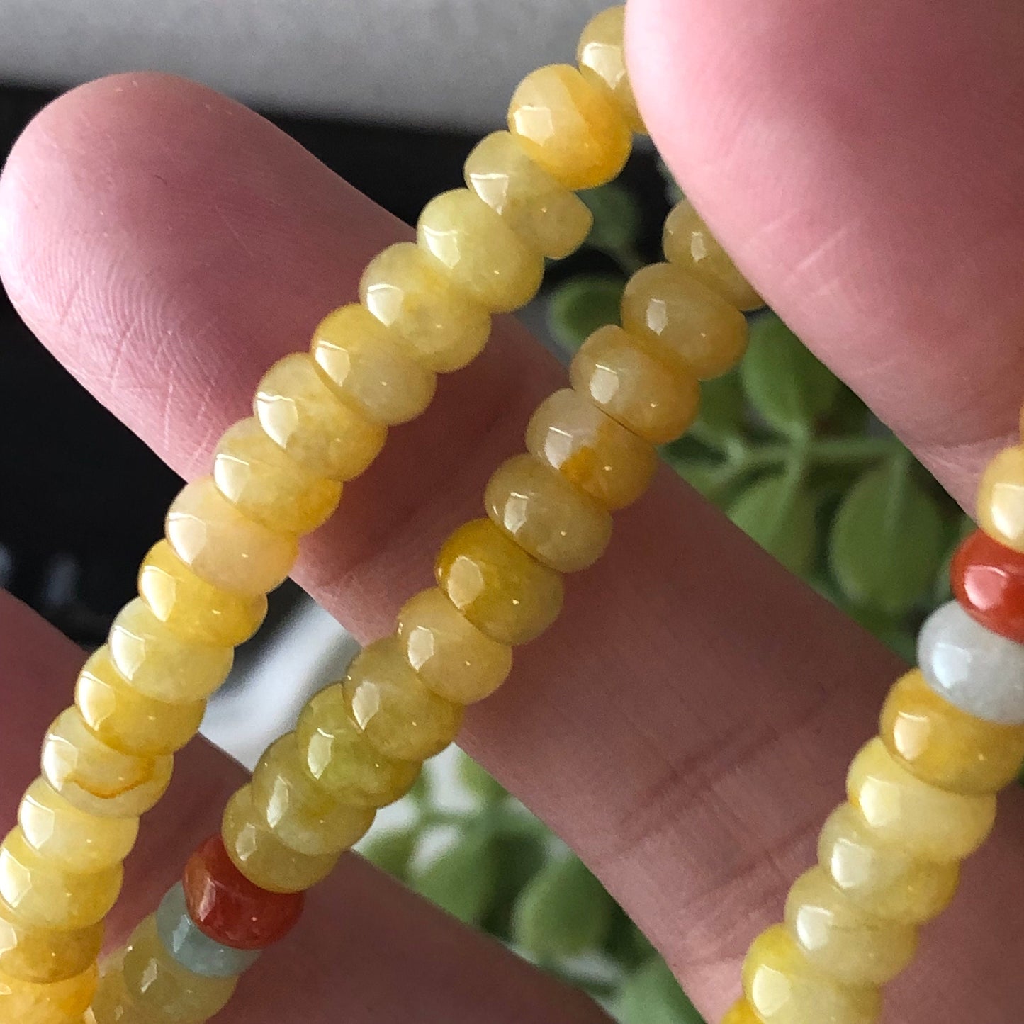 5.6mm Icy Bright Yellow Jadeite Jade Bead Bracelet Necklace
