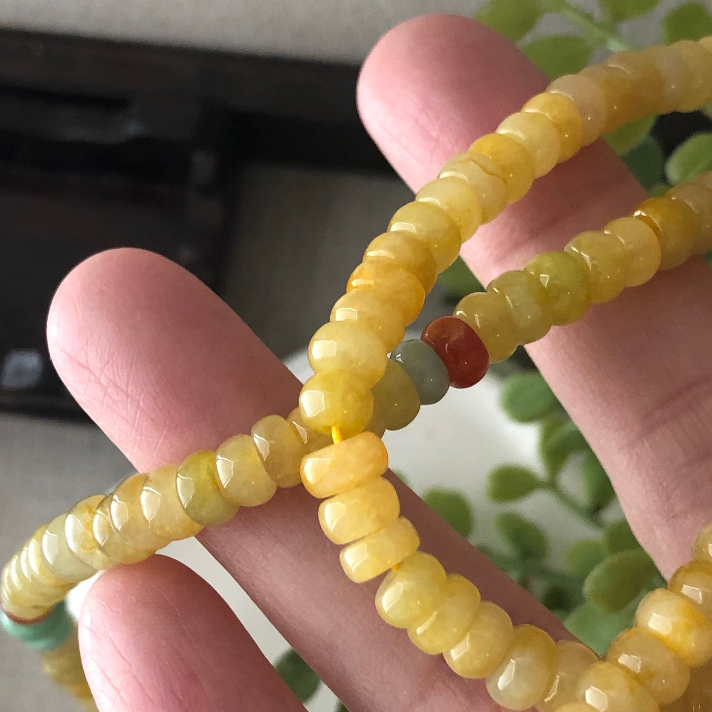 5.6mm Icy Bright Yellow Jadeite Jade Bead Bracelet Necklace