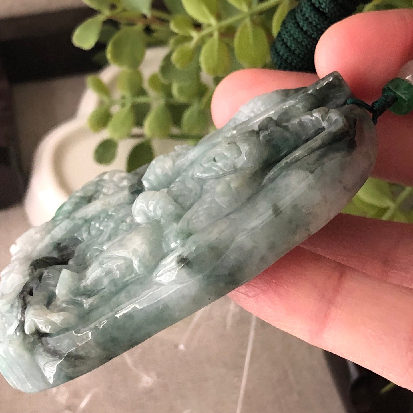 71mm Jadeite Jade Wuji Green Carved Monkey King 孫悟空 Pendant