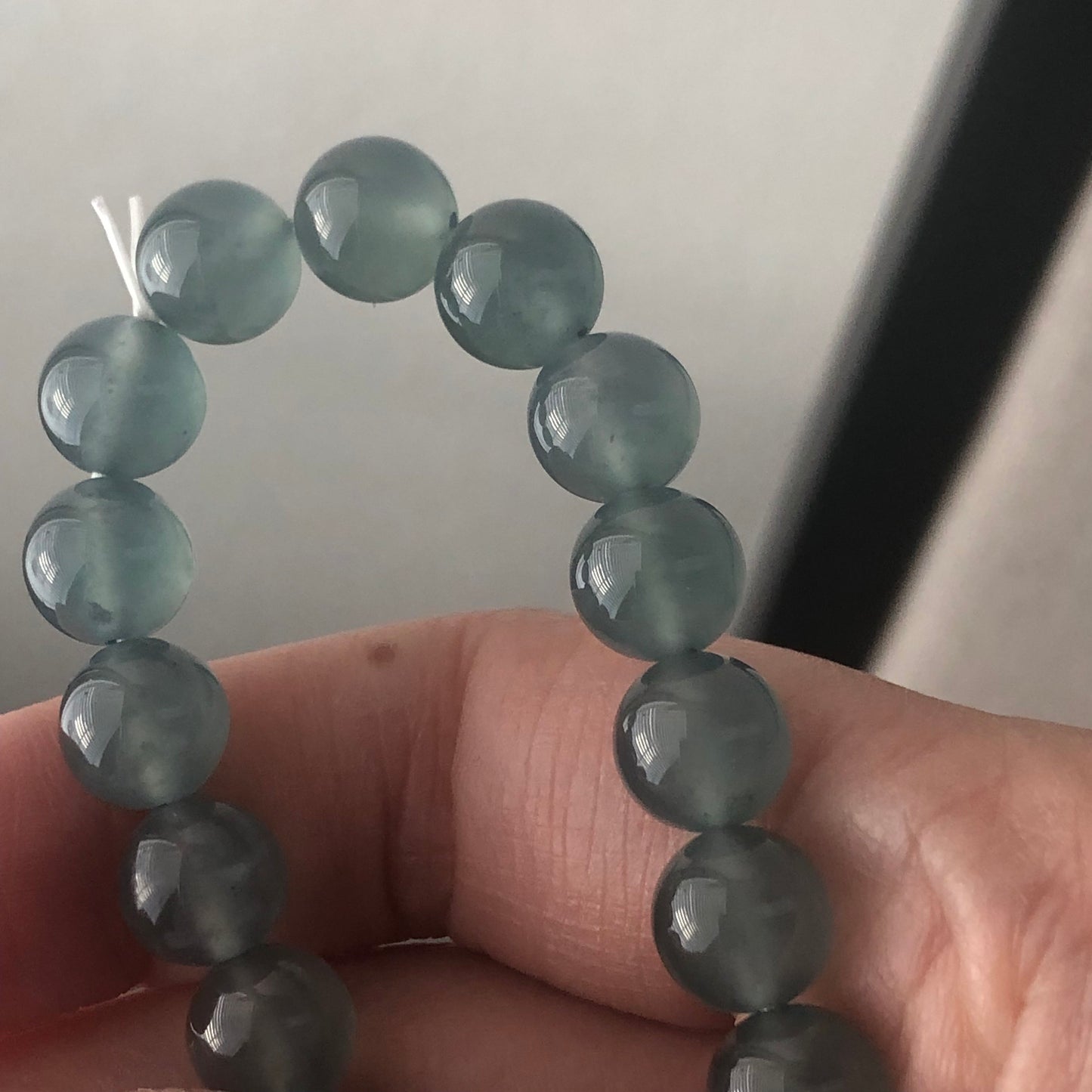 8 mm High Icy Glossy Moist Blue Green Guatemalan Jade Bead Bracelet