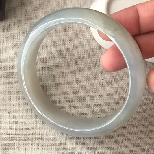 59mm Jadeite Jade Light Green D-shaped Bangle
