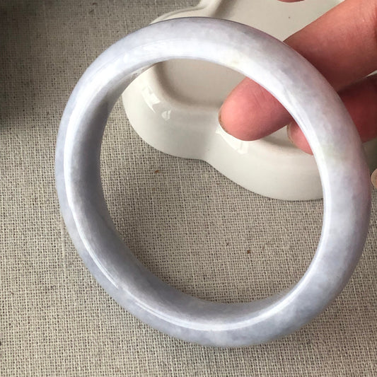 60mm Jadeite Jade Light Lavender D-shaped Bangle