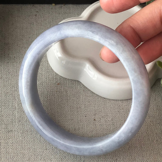 60mm Jadeite Jade Light Lavender D-shaped Bangle