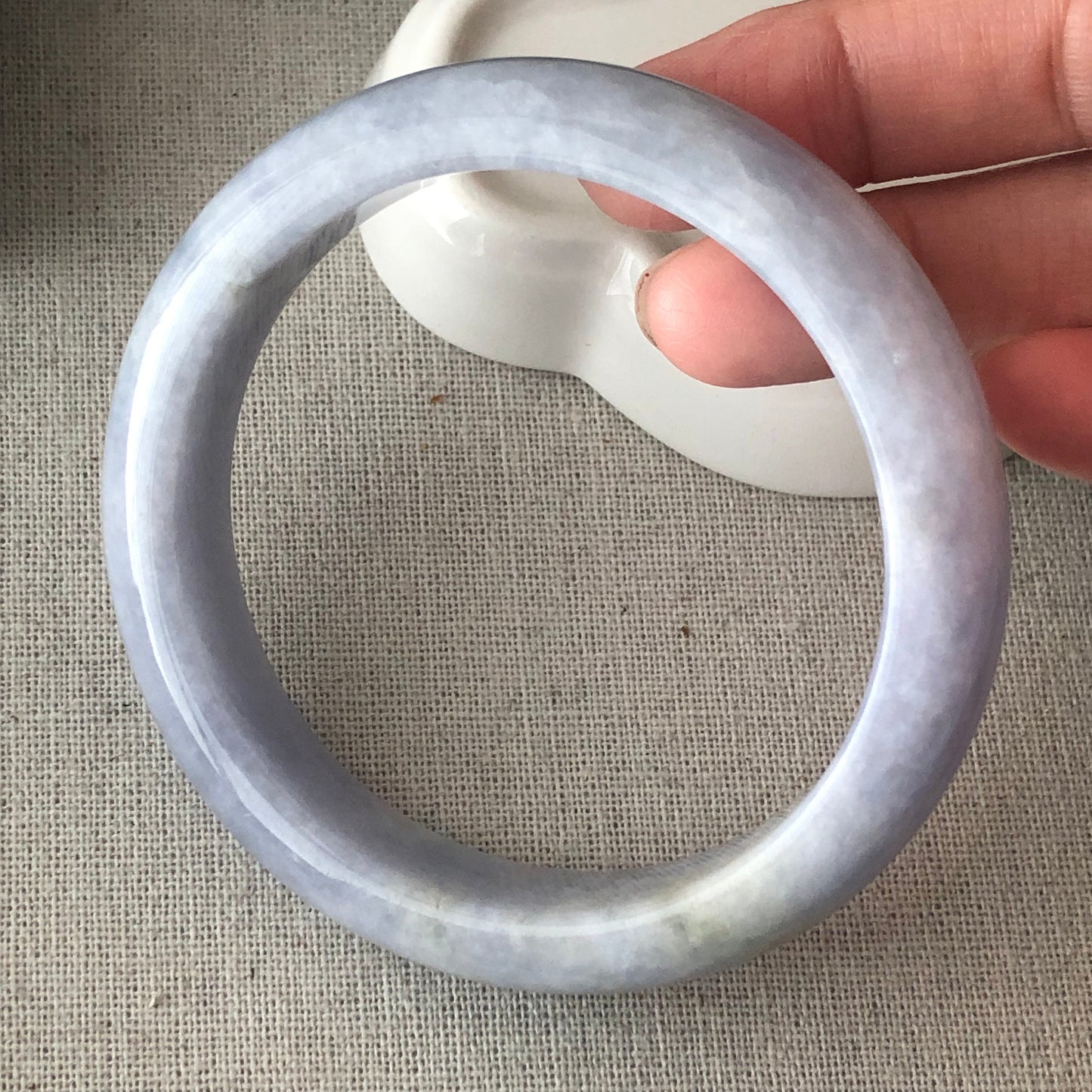 60mm Jadeite Jade Light Lavender D-shaped Bangle