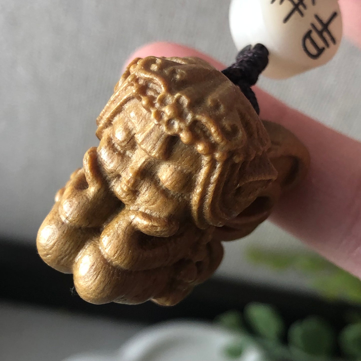 26.5mm Wooden Carved Flying Angel Key Charm Display NOT JADE