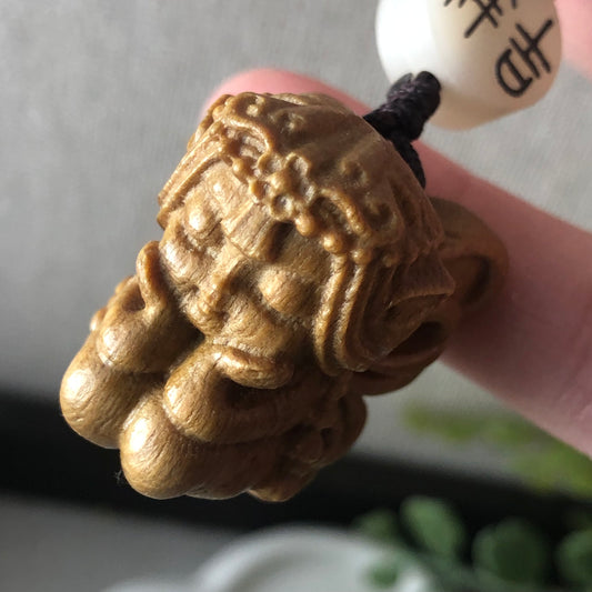 26.5mm Wooden Carved Flying Angel Key Charm Display NOT JADE