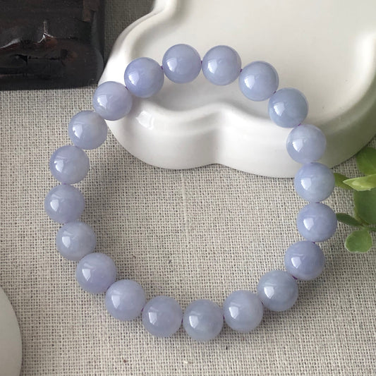 9.5mm Light Lavender Jadeite Jade Bead Bracelet