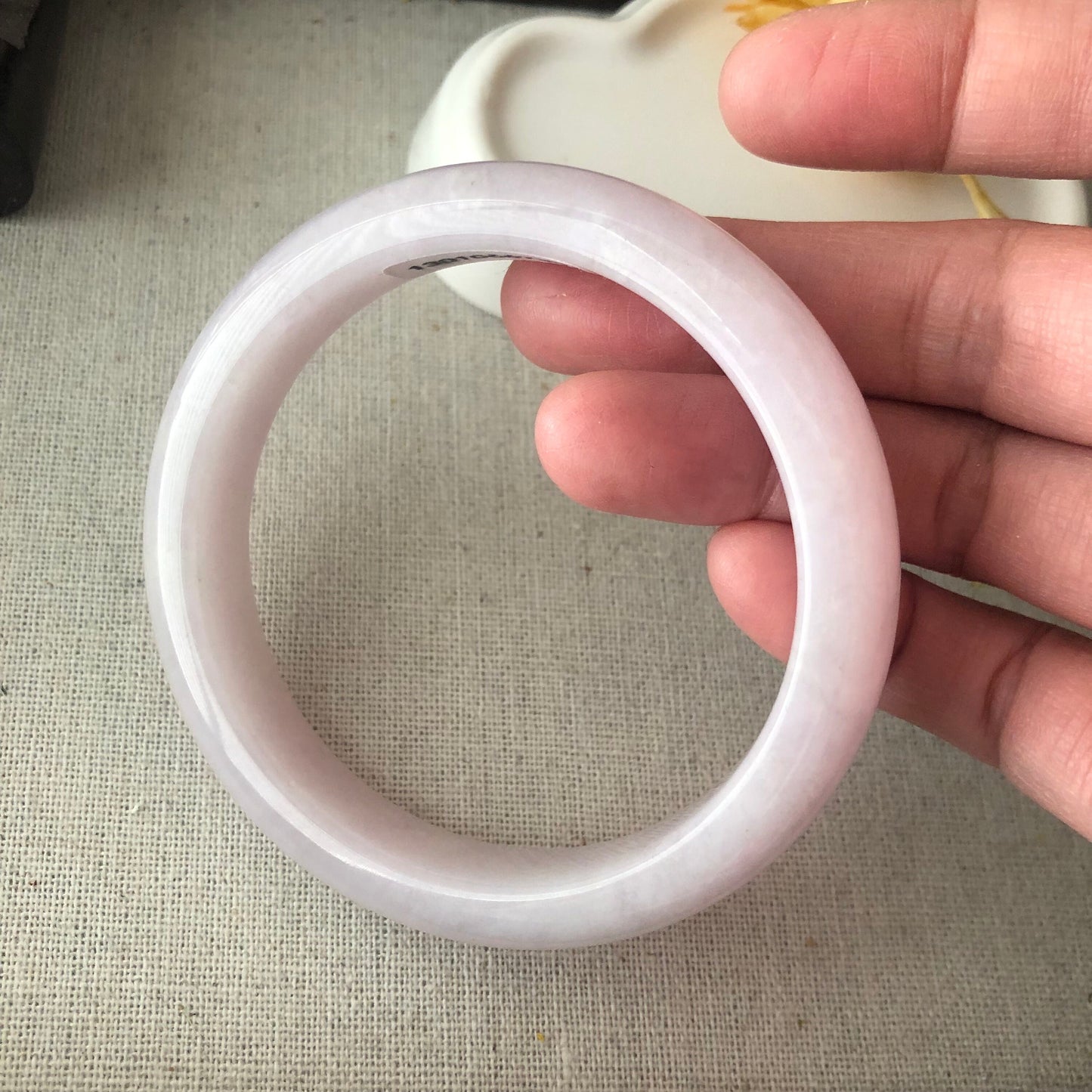 58.3 mm Pink Lavender Jadeite Jade D shaped Bangle