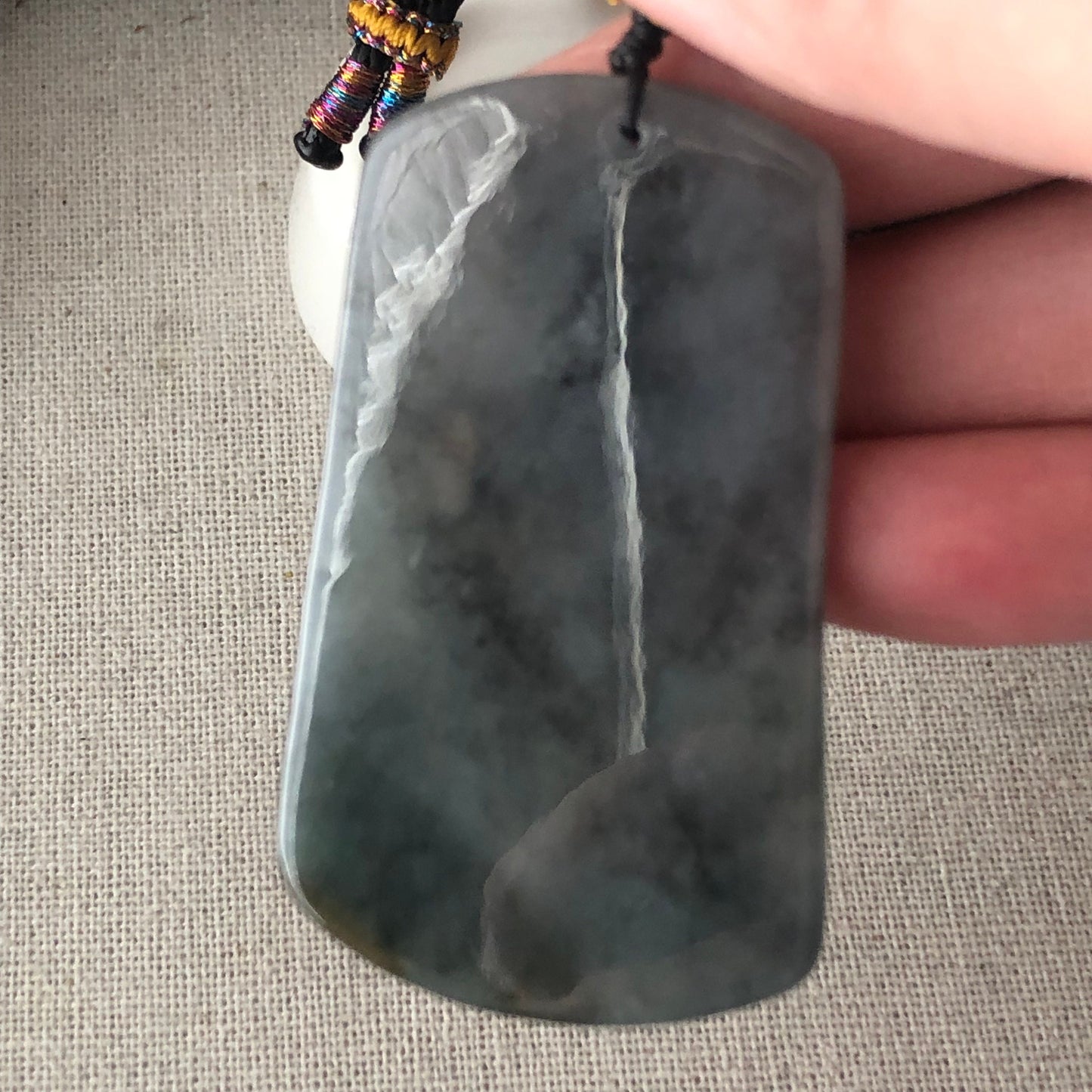 55mm Wuji Jadeite Jade Carved Chief God 關二爺 Pendant