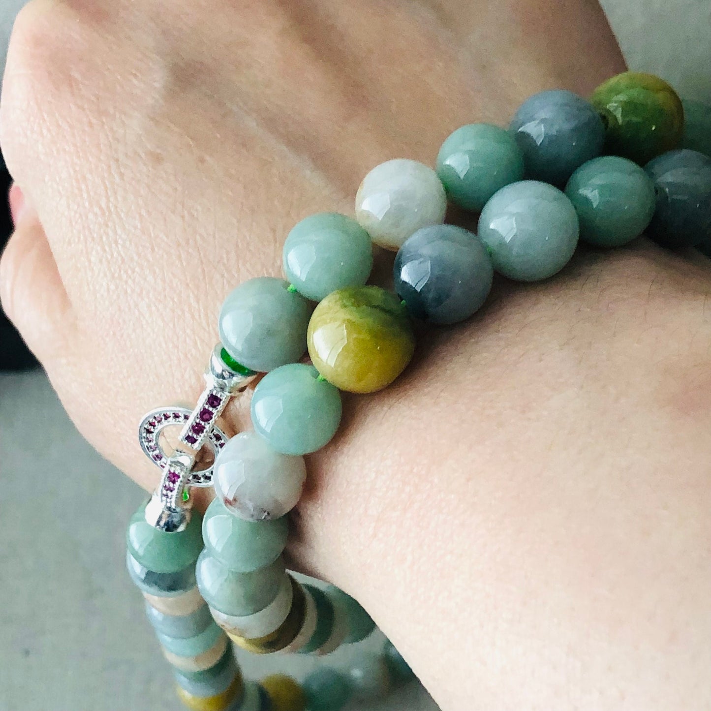 9.5-11mm Assorted Colors Jadeite Jade Bead Necklace Bracelet 68PCs.