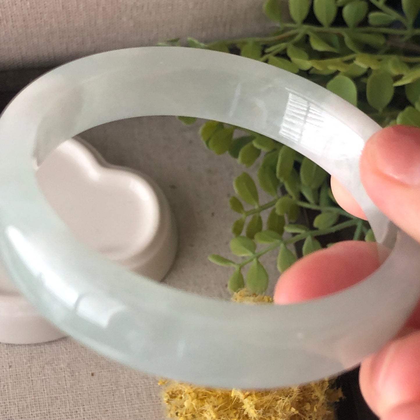 55mm Icy Green Square Cuff shaped Jadeite Jade Bangle