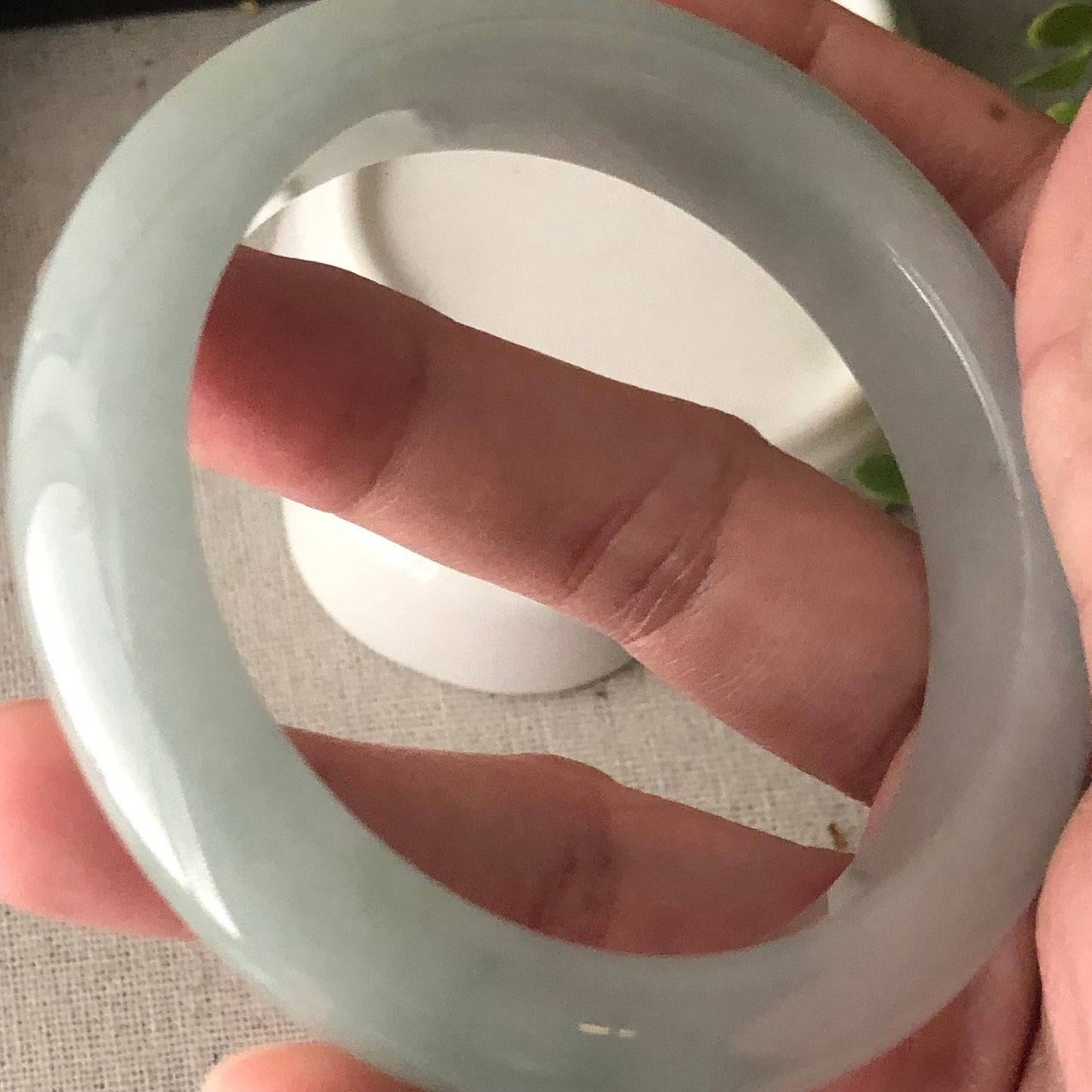 56mm Jadeite Jade Light Green D-shaped Bangle