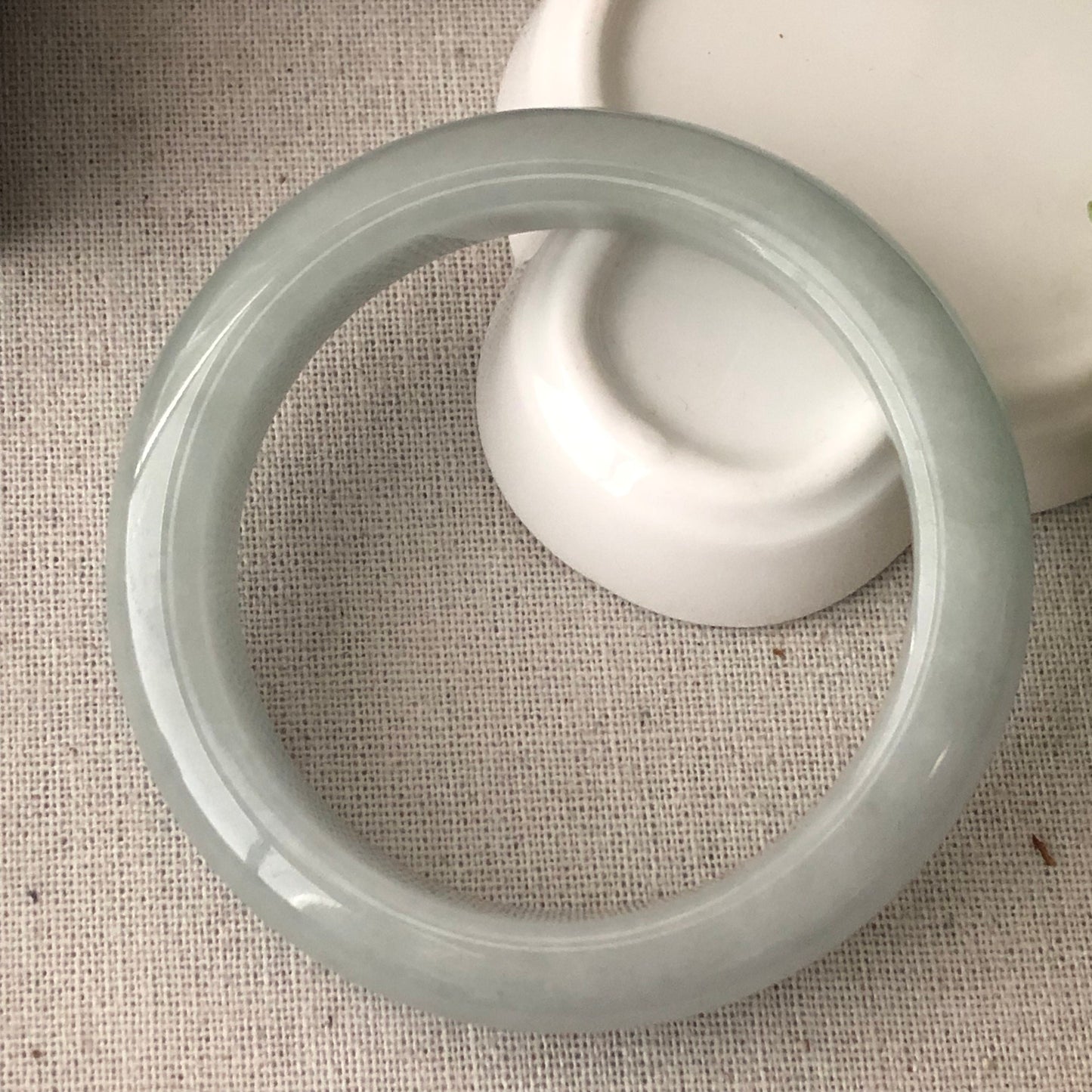 56mm Jadeite Jade Light Green D-shaped Bangle