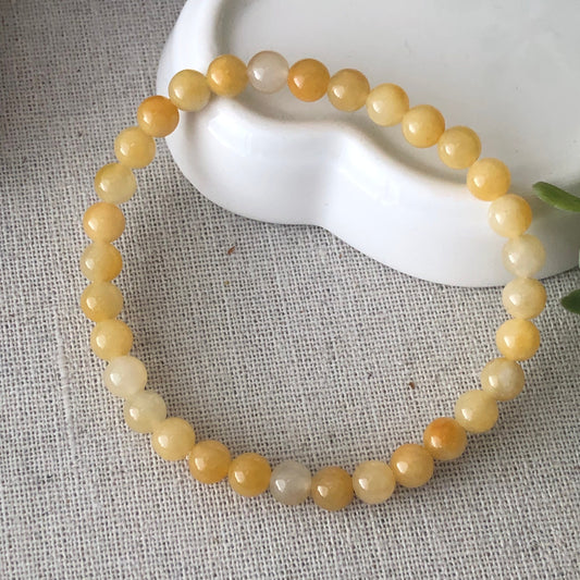6 mm Icy Yellow Jadeite Jade Bead Bracelet