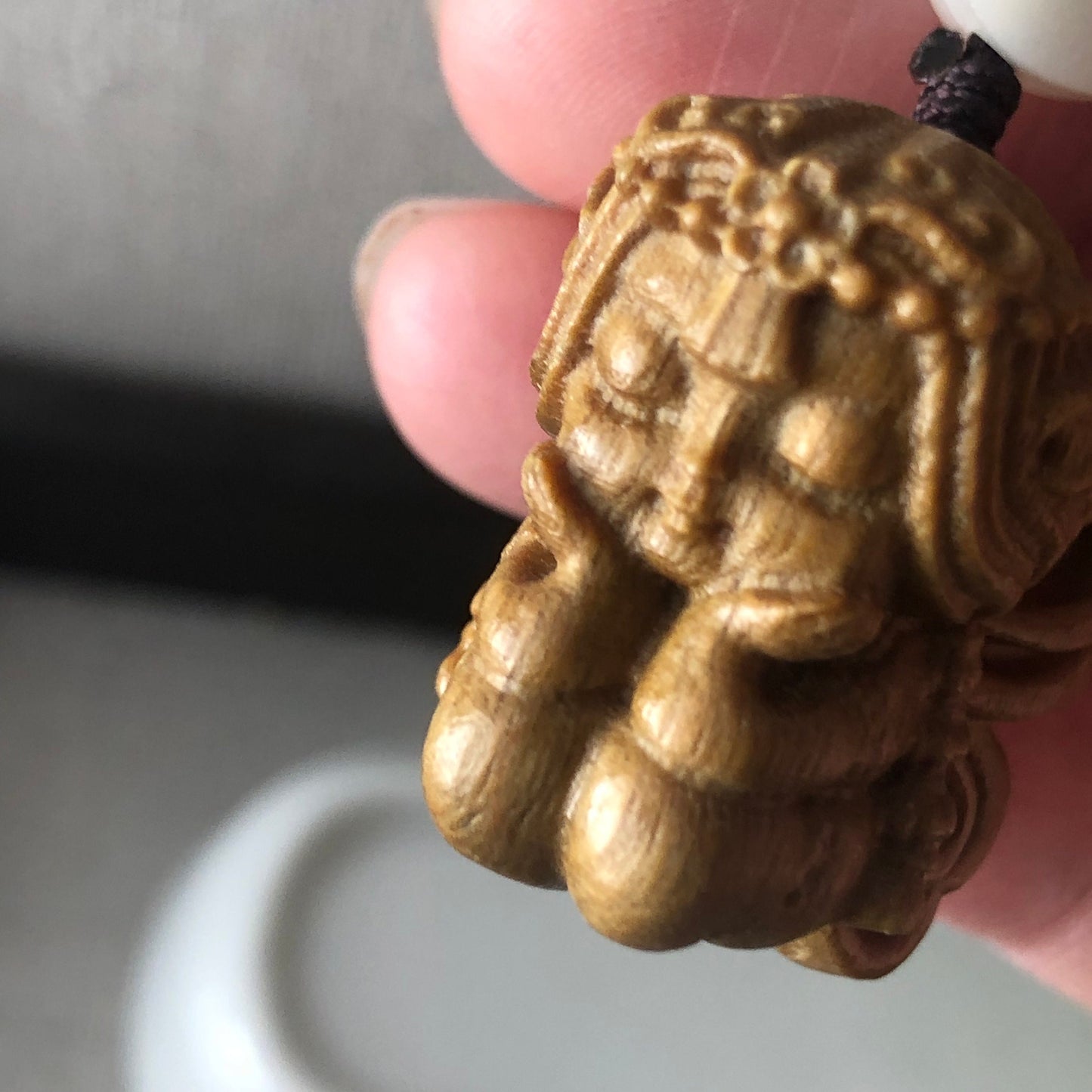 26.5mm Wooden Carved Flying Angel Key Charm Display NOT JADE