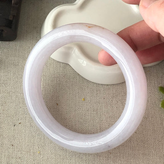 57 mm Icy Light Lavender Jadeite Jade round shaped Bangle