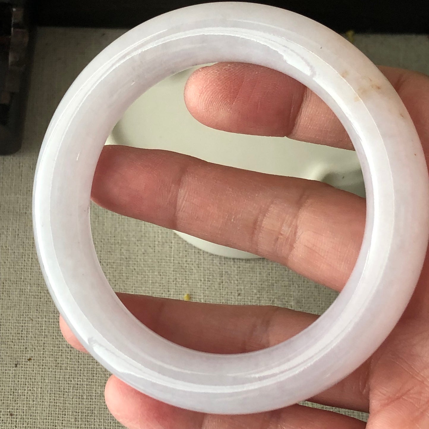 57 mm Icy Light Lavender Jadeite Jade round shaped Bangle