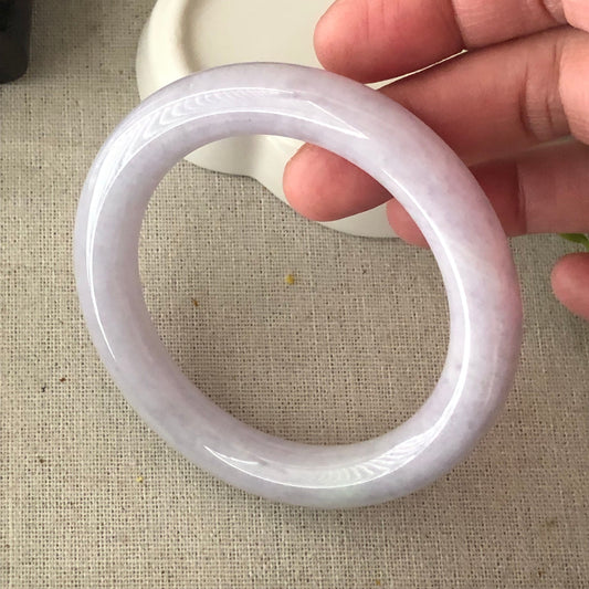 55-56mm Icy Light Lavender Jadeite Jade round shaped Bangle