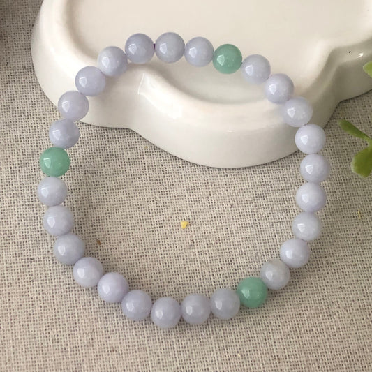 6.8 mm Lavender Jade Jadeite Bead Bracelet