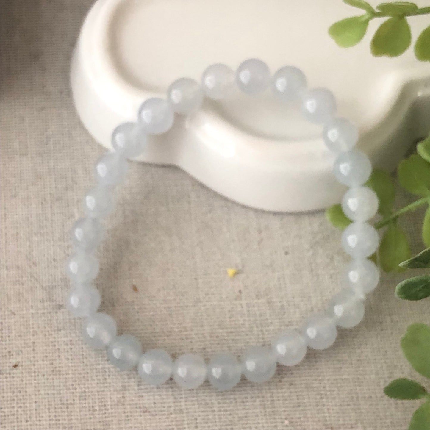 7.2 mm Icy Glow Jadeite Bead Bracelet