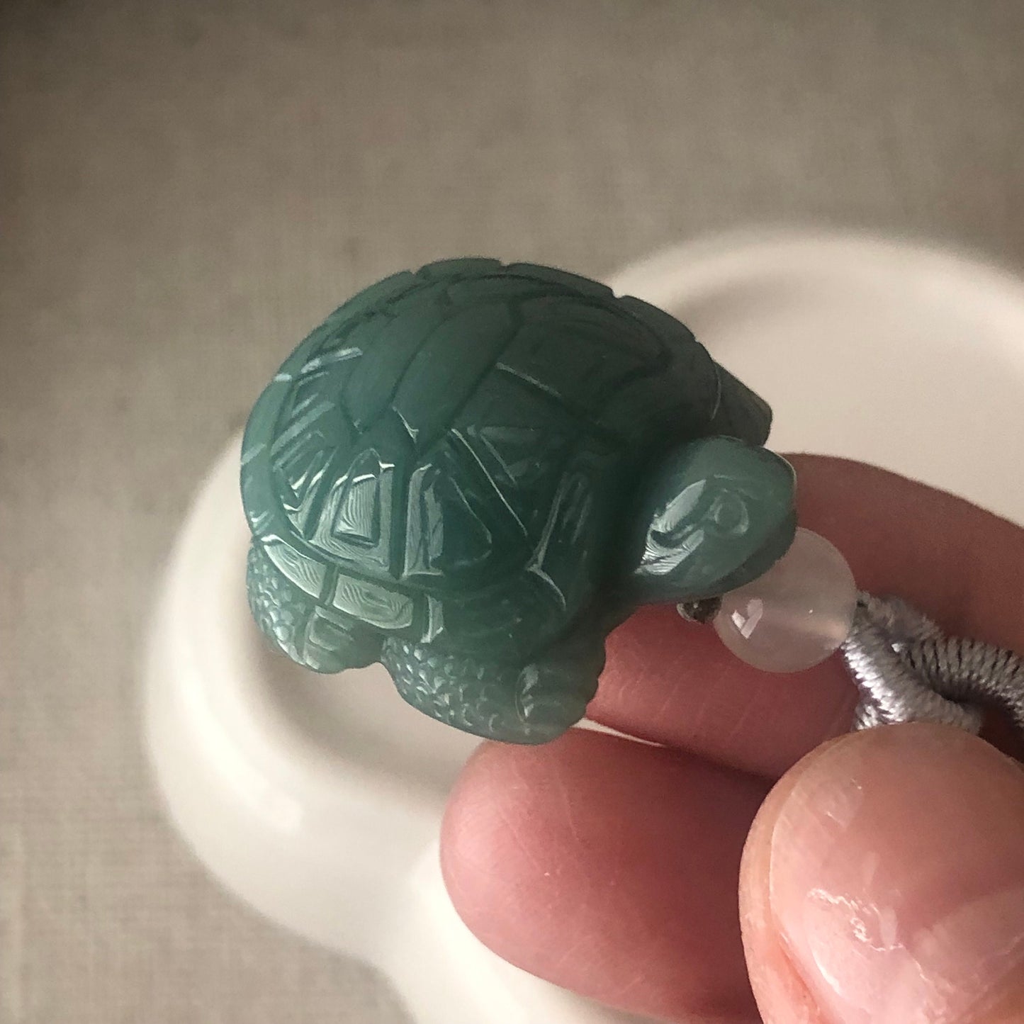 24.5mm Green Jadeite Jade Turtle Pendant Charm