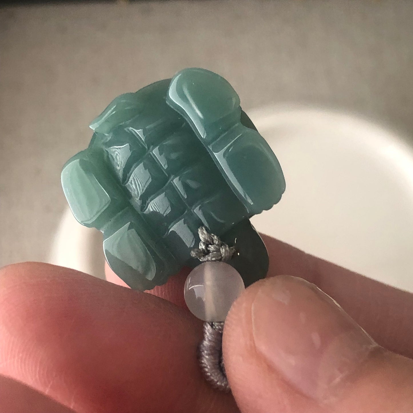 24.5mm Green Jadeite Jade Turtle Pendant Charm