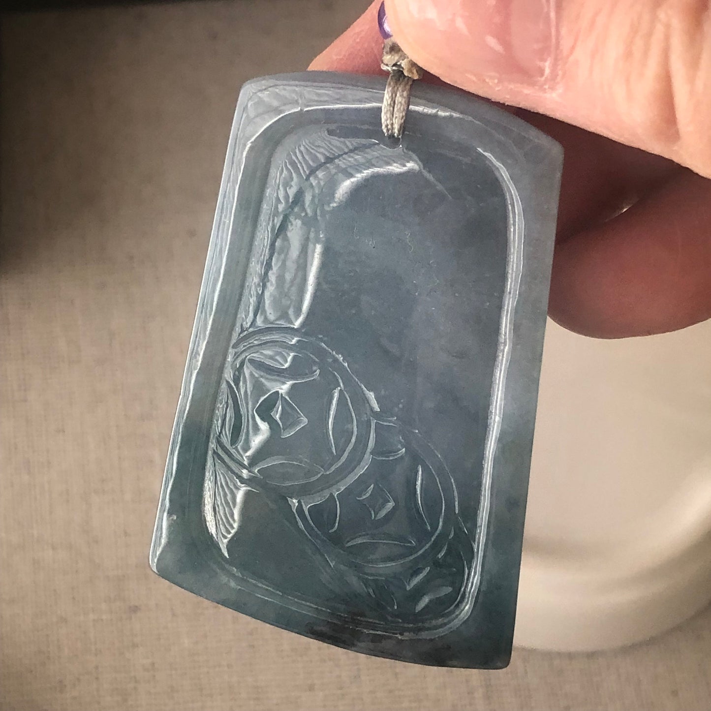 51.7mm Blue Jadeite Jade Carved Pig Pendant