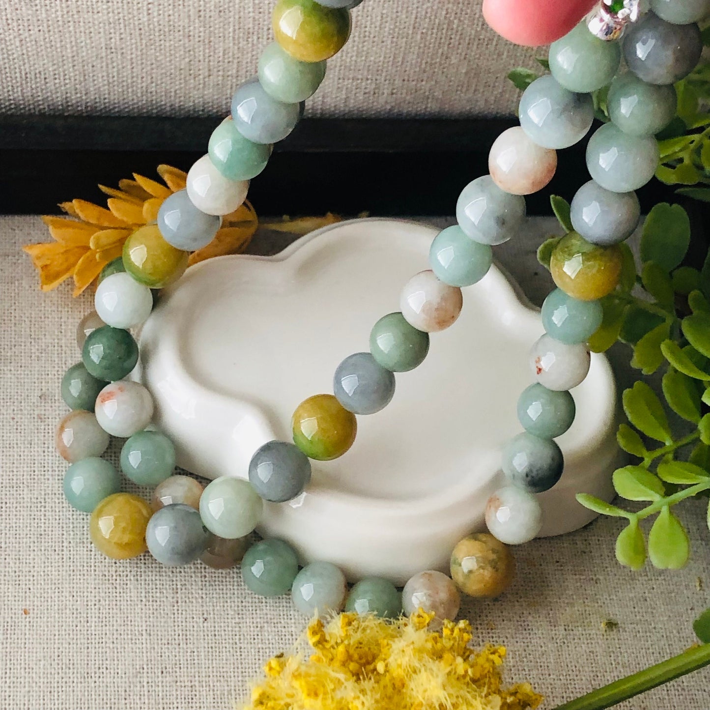 9.5-11mm Assorted Colors Jadeite Jade Bead Necklace Bracelet 68PCs.