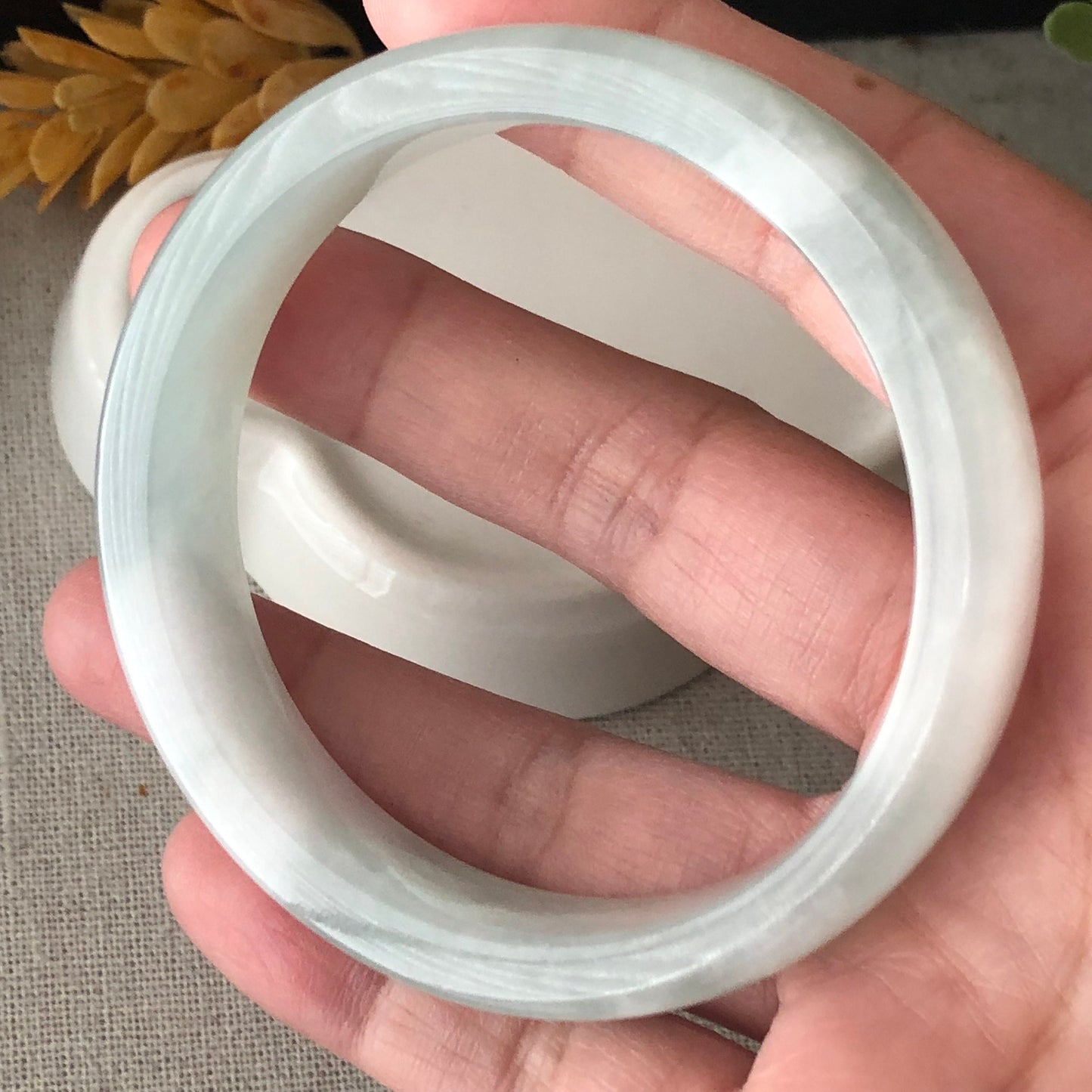 55mm Icy Green Square Cuff shaped Jadeite Jade Bangle