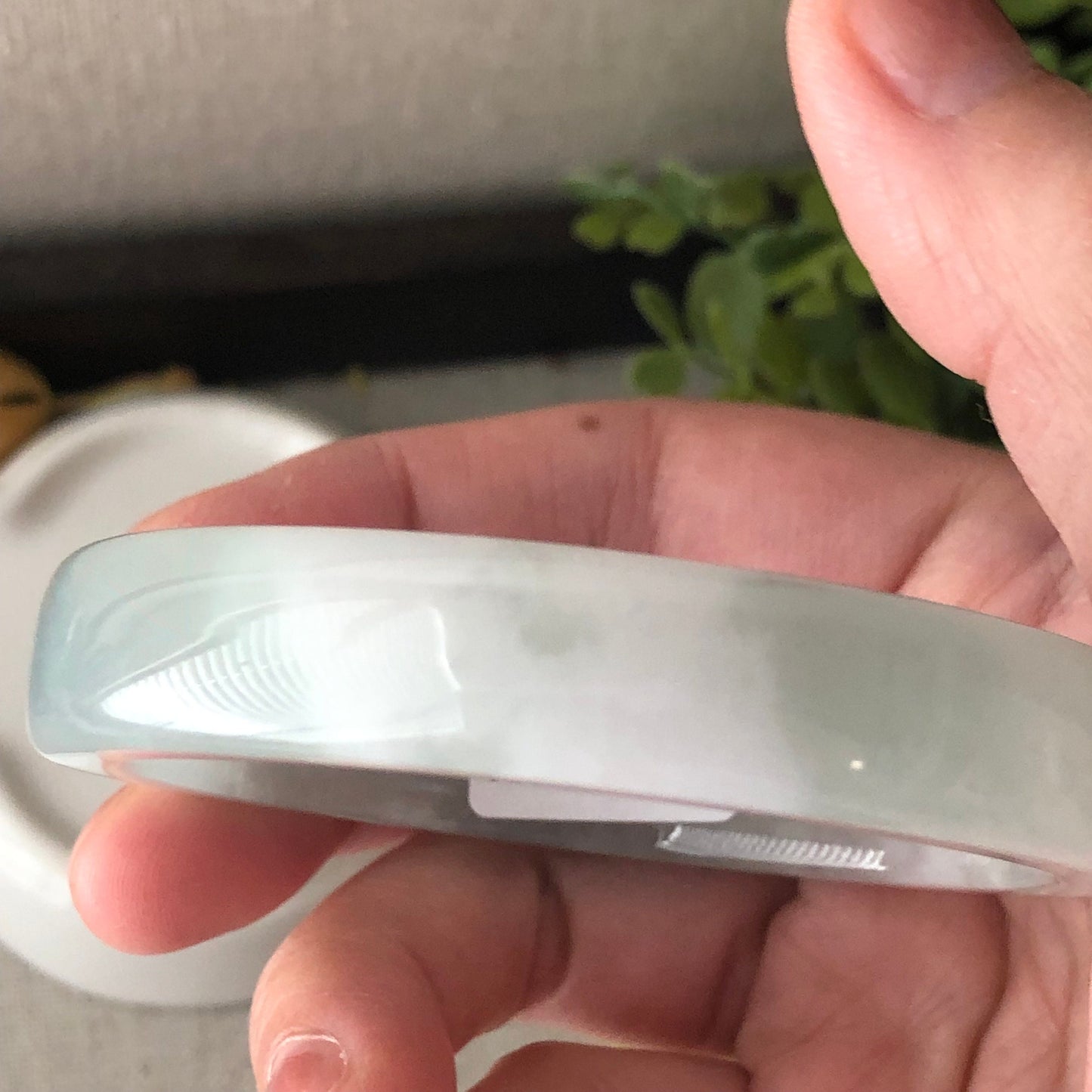 55mm Icy Green Square Cuff shaped Jadeite Jade Bangle