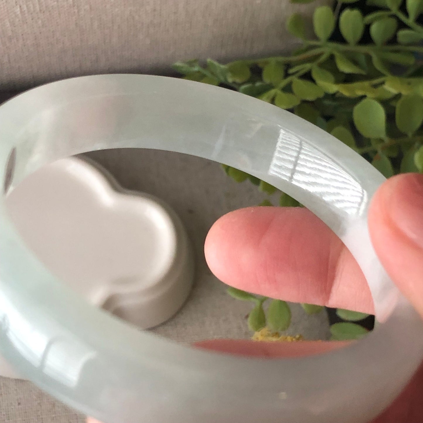 55mm Icy Green Square Cuff shaped Jadeite Jade Bangle