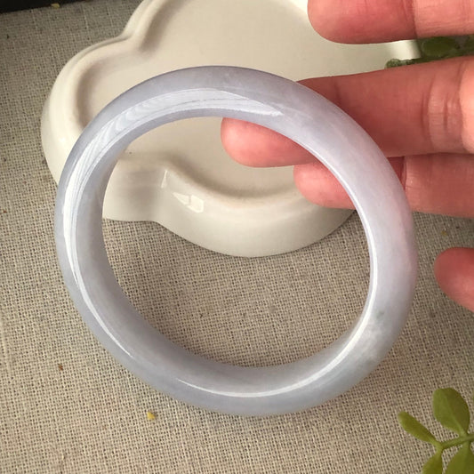 56.4mm Icy Lavender Jadeite D-shaped Bangle