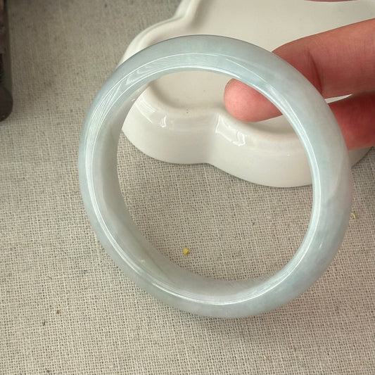 56.6mm Sky Blue Jadeite Jade D-shaped Bangle